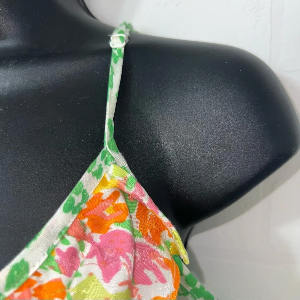 RIXO Target Green Leopard Print Ruffle Romantic Boho Midi Slip Dress Size M